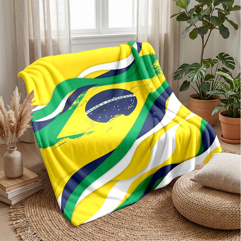 Brazil national football team Theme blanket Soft Flannel Blanket Plush Throw Blanket Cozy Sofa Bed Blanket for Home Decor