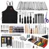 RMTIME Leather Craft 308 Piece Tool Set Leather Tools Leather Tool Set Hand Sewing Tools Hole Punch Perforation Cutter Mat Carving Engraving Set