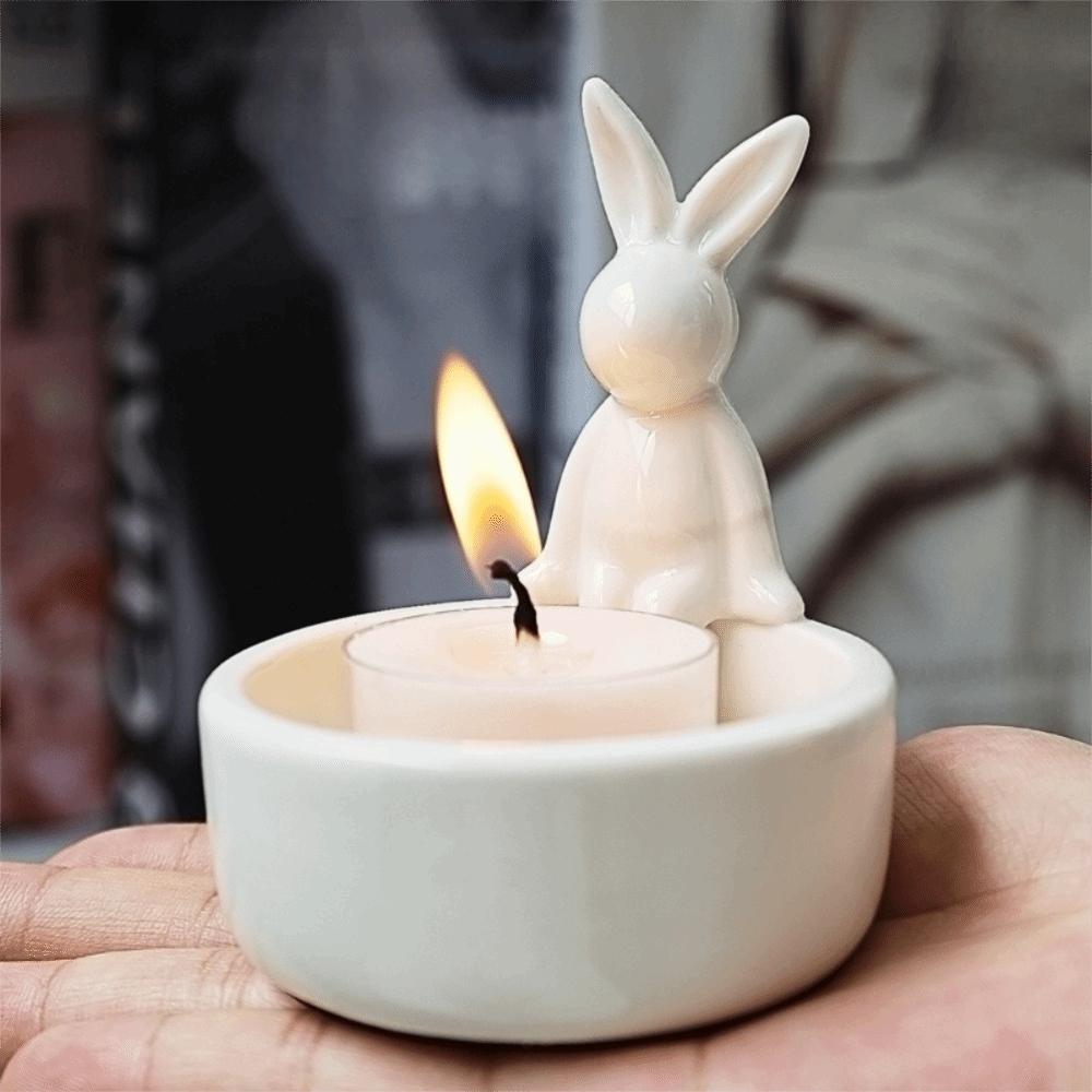 Nordic Style Cartoon Animal Candle Holder Ceramic Tealight Holder INS Desktop Candelabrum  Holiday