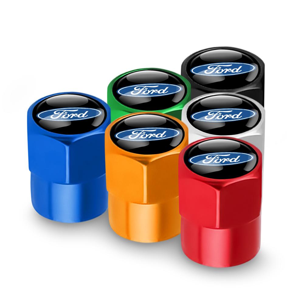 4Pcs Car Tire Valve Covers Dust Emblem Caps Accessories For Ford Fiesta Focus 2 Mondeo ST mk4 Mustang Ranger Kuga S-MAX Transit