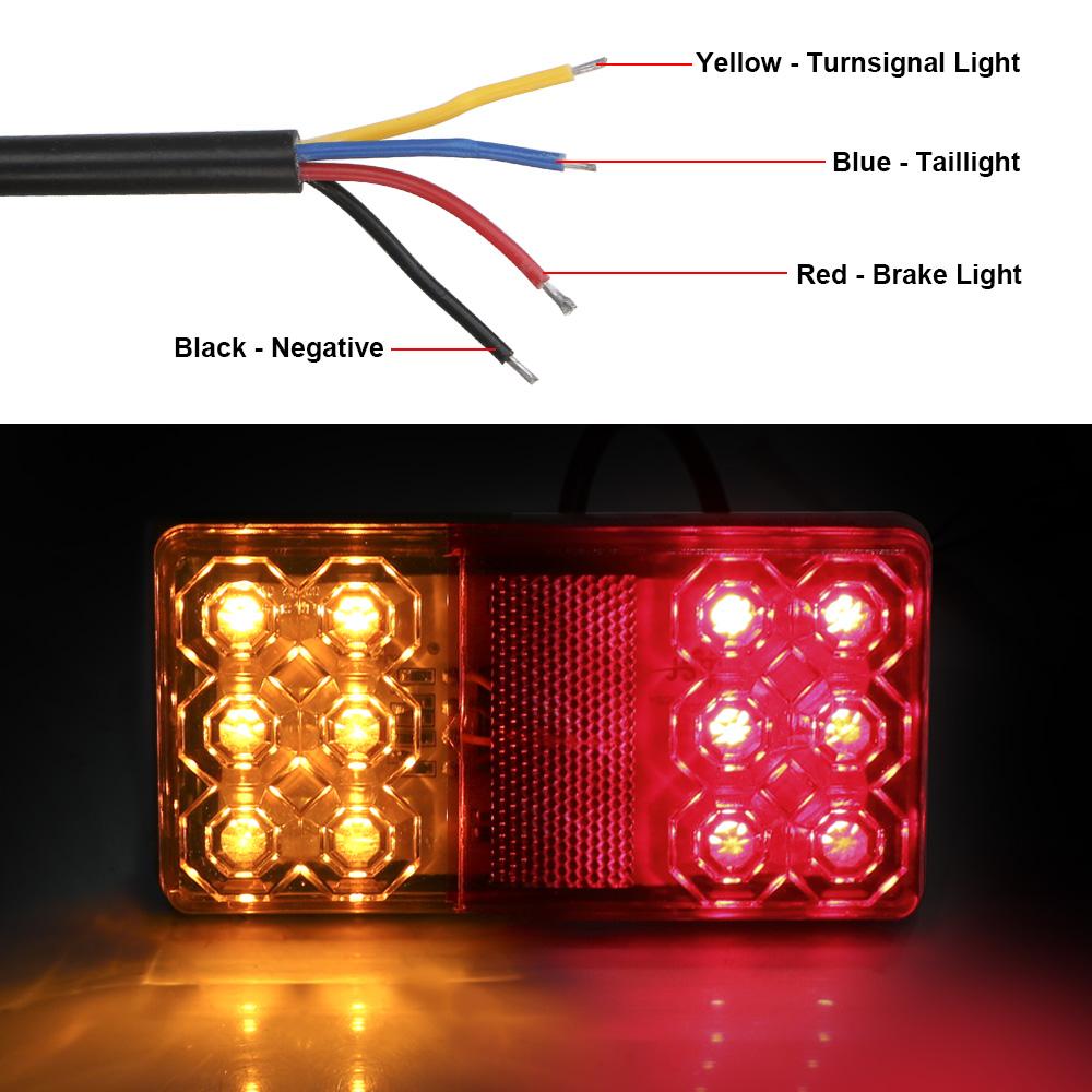 Светодиодный задний фонарь для автомобиля, грузовика, 1 пара, задний стоп-сигнал, задний фонарь для прицепа, каравана