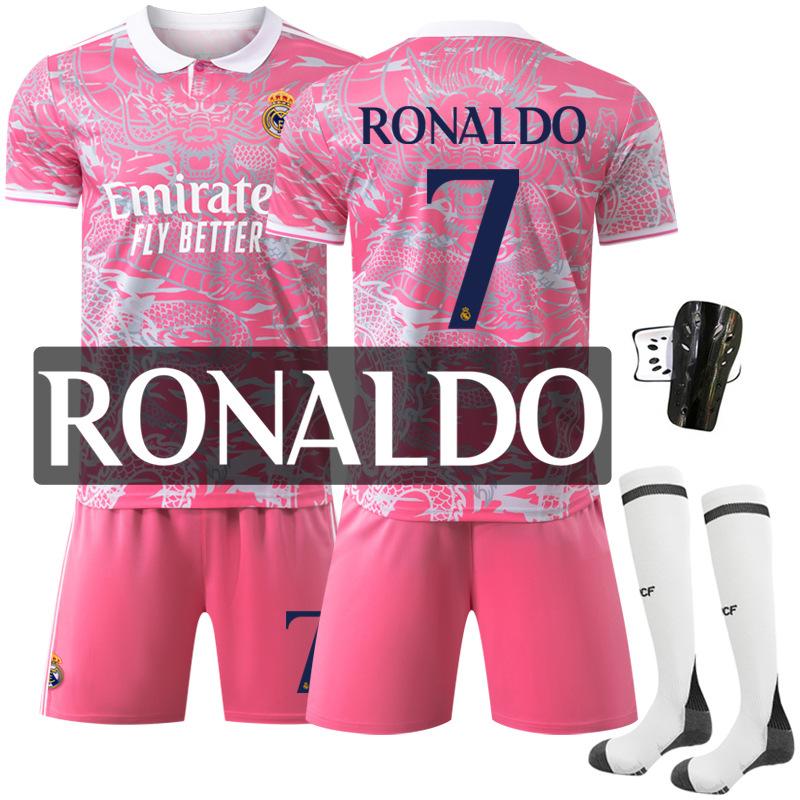 Kids Soccer Jersey Training Set 2024/25 Madrid Football Kit 7 Jersey Youth Sports Wear Ronaldo Soccer Uniform for Boys Girls
