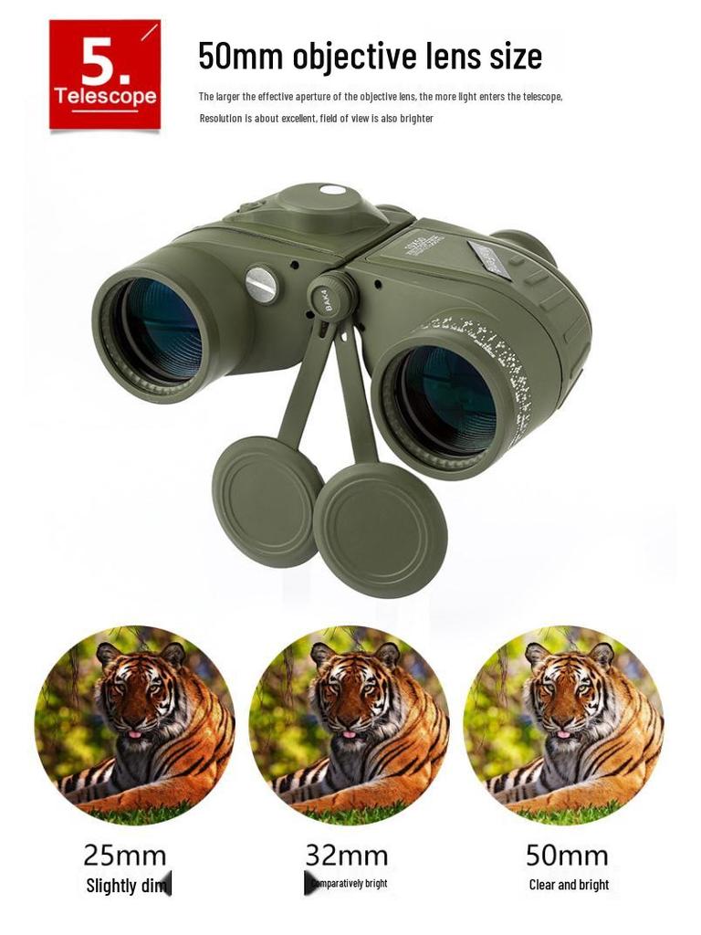 Бинокль Botlang 7x50 HD с ночным видением - Высокое увеличение, Слабая освещенность, Водонепроницаемый, Уличный военный стандарт