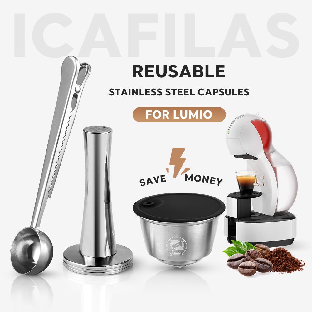 ICafilas Для Dolce Gusto Lumio Капсулы из нержавеющей стали для кофе, Многоразовые фильтры для кофе Dolci Gusto, Темпер для молотого кофе