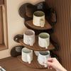 Corner Cup Holder Shelf 3-Tier Wood Kitchen Organizer for Mugs Coffee Cups Space-Saving Desktop Storage Rack for Countertop