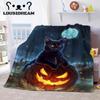 Witch Black Cat Halloween Throw Blanket Cat Mysterious Divination Witchcraft Lucifer Portable Flannel Blanket for Bedding Travel