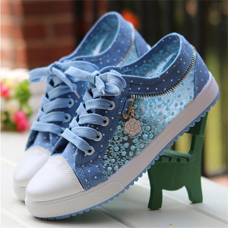 Women Shoes 2022 Fashion Summer Casual Shoes Cutouts Lace Canvas Hollow Breathable Platform Flat Shoes Woman Sneakers