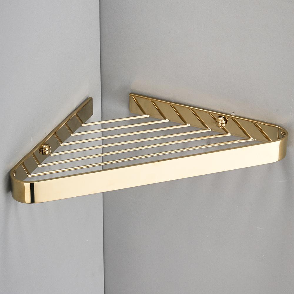 BAKALA Brush gold Полка для ванной комнаты Латунная душевая стойка Треугольная корзина Полка для ванны Душевая кабина Держатель для настенной угловой полки