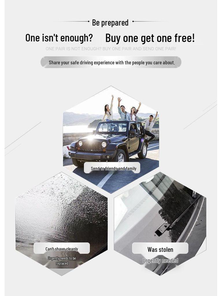 Premium Frameless Wiper Blades for Geely China Dragon, Front Windshield, Fits New & Old Models