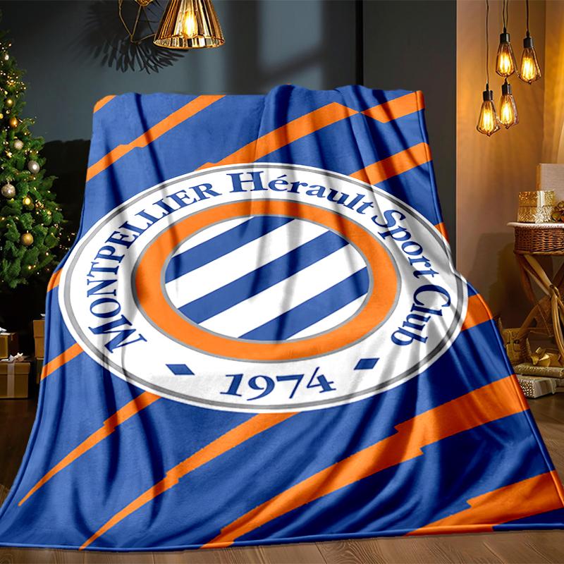 Montpellier Sc Crest Blanket Lightweight Ideal Bedding Blanket Perfect for Travel, Camping, Living Rooms, Offices, Sofas, Fan Christmas gift