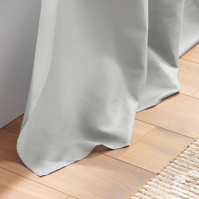 Rideau à œillets - DOUCEUR D'INTÉRIEUR - Microfibre unie - 140 x 280 cm - Gris - Tamisant