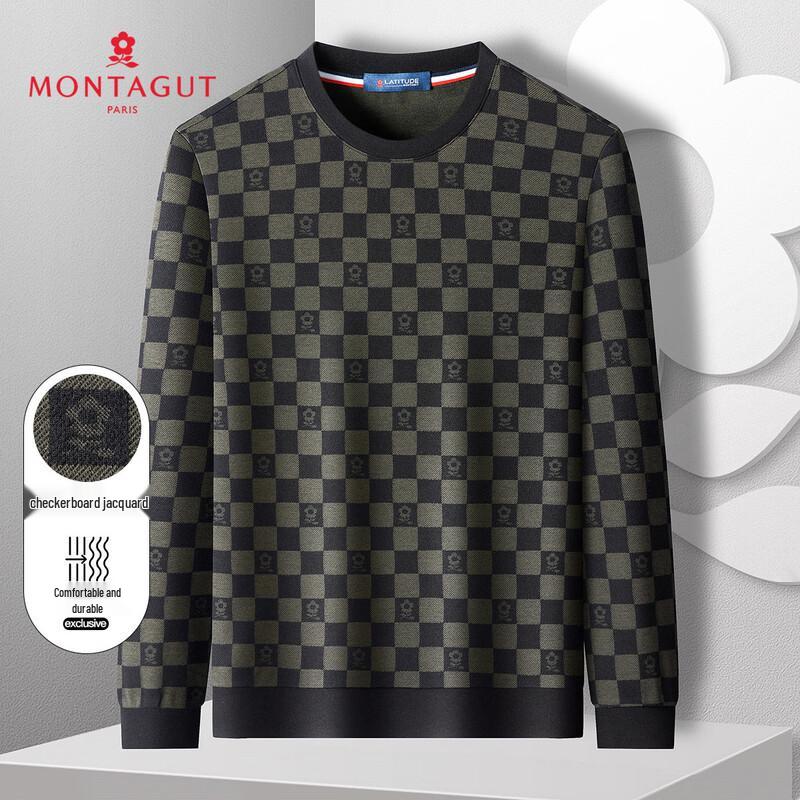 Montagut Men's Checkboard Jacquard Round Neck Sweatshirt