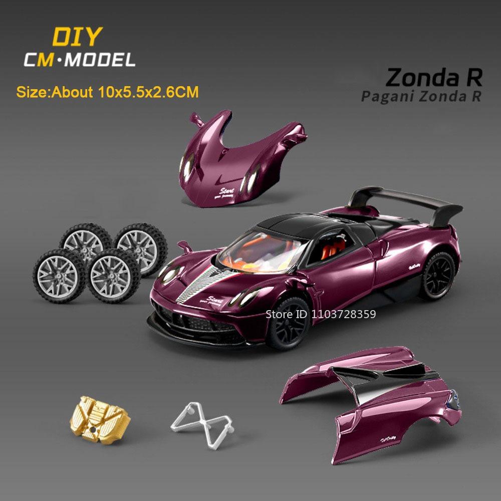 1:43 PAGANI ZONDA R AE86 Игрушечные Модели Машин Металлические Литые Двери Открываются Резиновые Шины Разборная Сборка Украшение для Мальчиков Подарки
