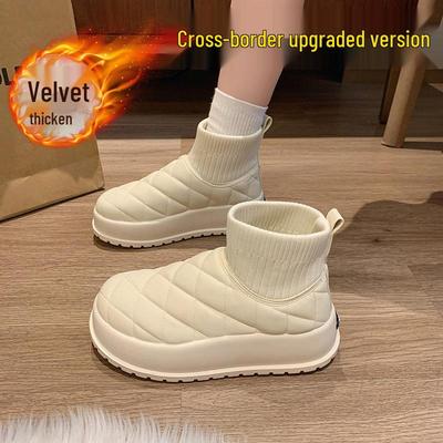 Женские зимние водонепроницаемые ботинки на толстой подошве 2024 года - на бархатной подкладке, хлопковые ботинки на платформе