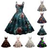 Women's Halloween Print Sexy Off-The-Shoulder Punk Vintage Dress