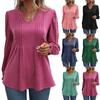 2024 Autumn New Women's Solid Color Casual Top with Bubble Sleeves and V-neck Long Sleeved T-shirt