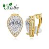 MINTHA Trendy Fashion Jewelry Cubic Zirconia Earrings For Women Gold Color Heart Clip Earrings