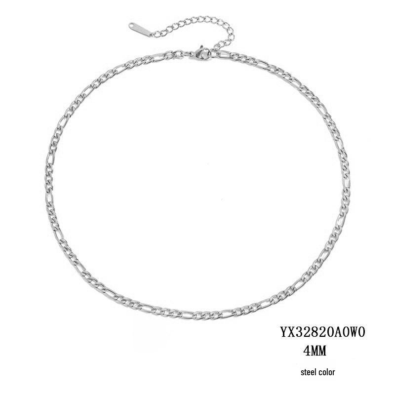 Унисекс колье цепочка Фигаро из золотистой нержавеющей стали с титановым покрытием