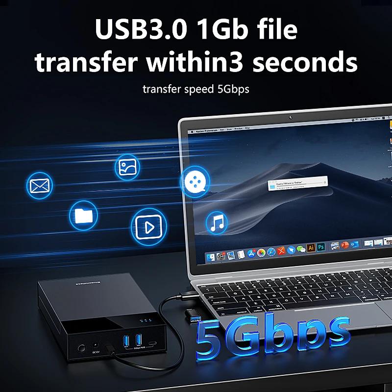 Корпус для 2.5/3.5 дюймового HDD/SSD USB3.0 HUB Поддержка 20 ТБ USB-порты Внешний Бокс для Жесткого Диска для 3.5 2.5 дюймового SATA SSD HDD