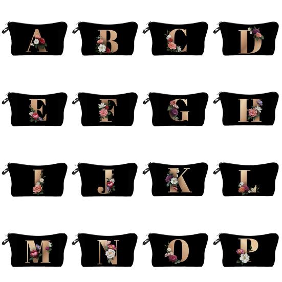 Cosmetic Bag 3D Digital Printing Letter Flower Pattern Female Multipurpose Delicate Pencil