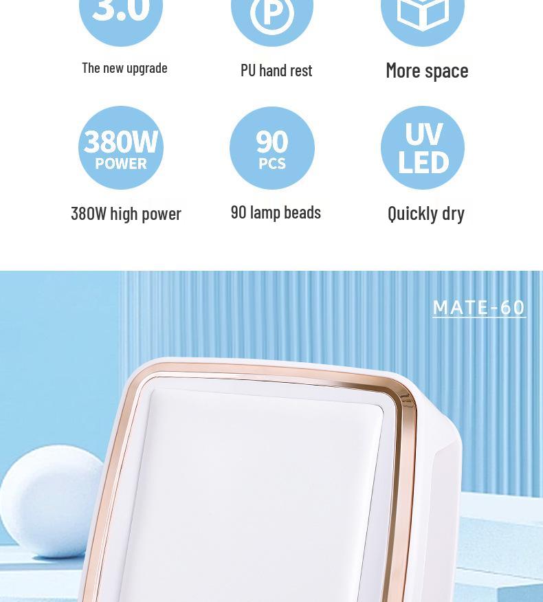 380 Вт Двуручная сушилка для гелевого нейл-арта с большим пространством