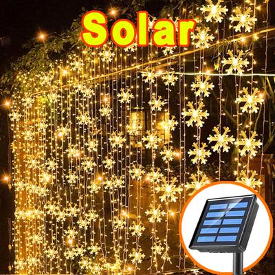 Водонепроницаемые солнечные гирлянды в виде снежинок, уличные гирлянды с 8 режимами для рождественской елки, рождественской вечеринки, домашнего украшения