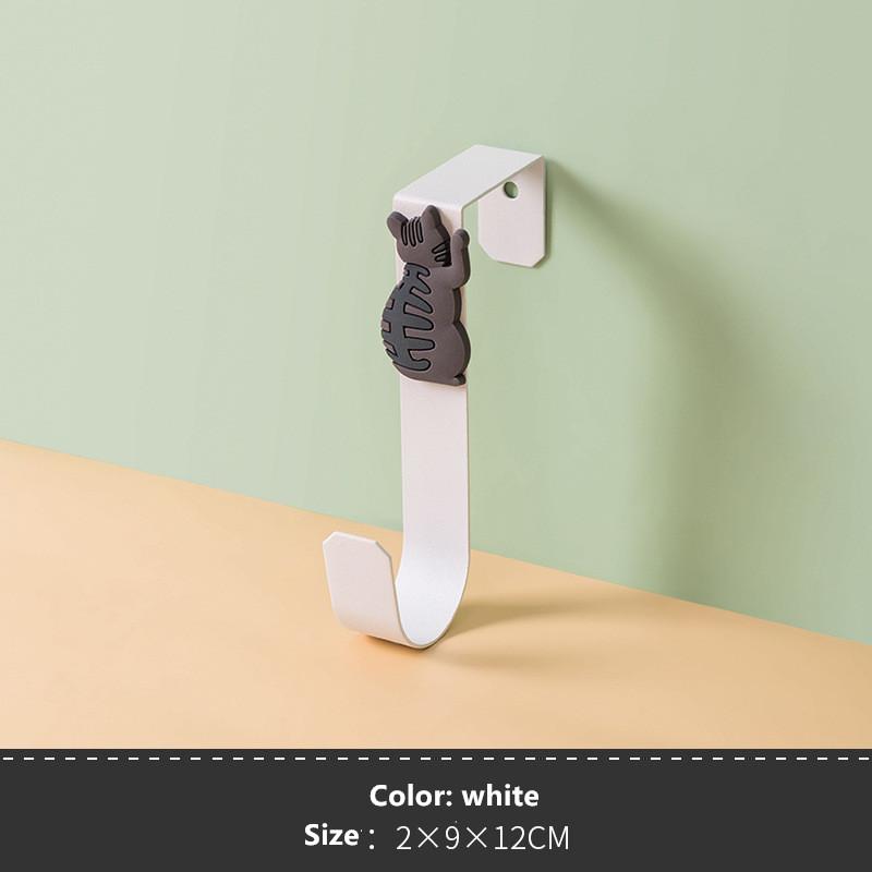 1Pcs Cute Cat Kitchen Cabinet Door Back Hook Free Punching Bathroom Door Back Multifunctional Storage Hook Drawer Robe Hanger