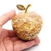 Golden Apple Figurine with Gold Leaf, Mother's Day Gift, Auspicious Charm, Feng Shui, Happiness, Good Luck, New Year's Gift, Medium Size, with Box