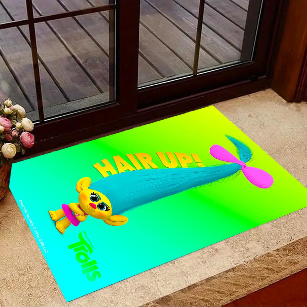 Trolls World Tour Themed Anti-Slip Rugs - Polyester Home Decor, Suitable for Bedrooms, Living Rooms, Doorways, Studios, and Decorations