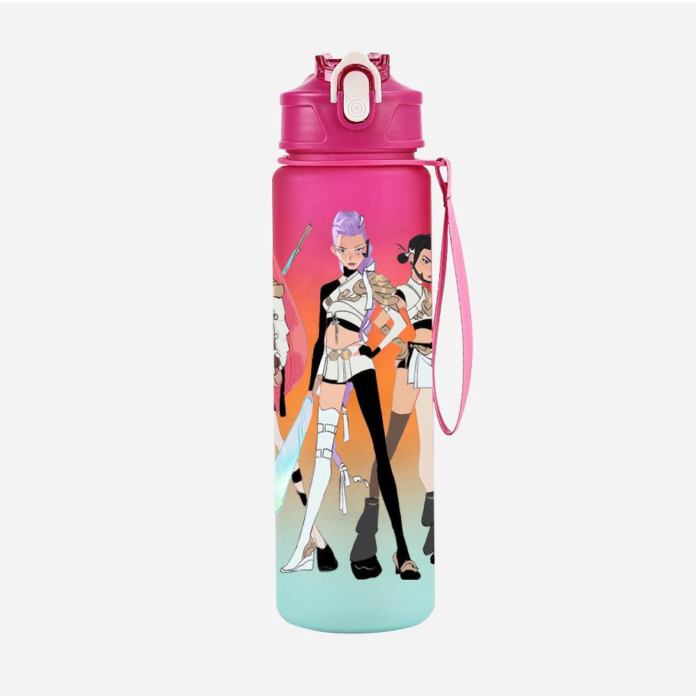 Cartoon K-Pop Demon Hunters Printed 750Ml Water Bottle Large Capacity Drinking Cup Portable Outdoor Sports Water Cup Children Gift