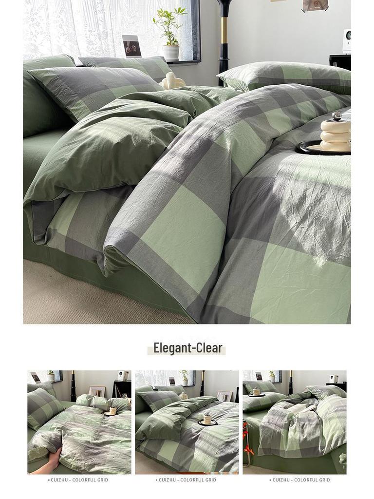 Серия AB Cotton: Комплект постельного белья из чистого хлопка для общежития - односпальный, из четырех частей с простынями