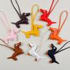 "Dachshund Leather Keychain and Bag Charm Pendant"