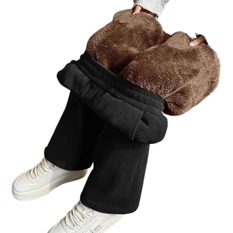 Women's Winter 2025 Fleece-Lined Versatile Pants: Thickened, Narrow-to-Wide-Leg, Casual Straight-Leg Outerwear