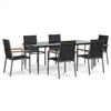 VidaXL 7 Pcs Garden Dining Set Black Textilene and Steel 3187039