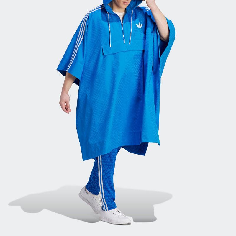 adidas Мужская куртка Originals SS23 Adicolor 70s Retro Series Monogram Poncho, ярко-синяя IP6977