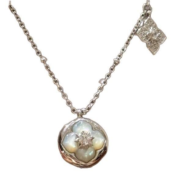 Ретро китайский стиль, полностью инкрустированный бриллиантами, кулон в виде цветка-четырехлистника из белого перламутра, ожерелье, браслет, изысканный набор высокого класса