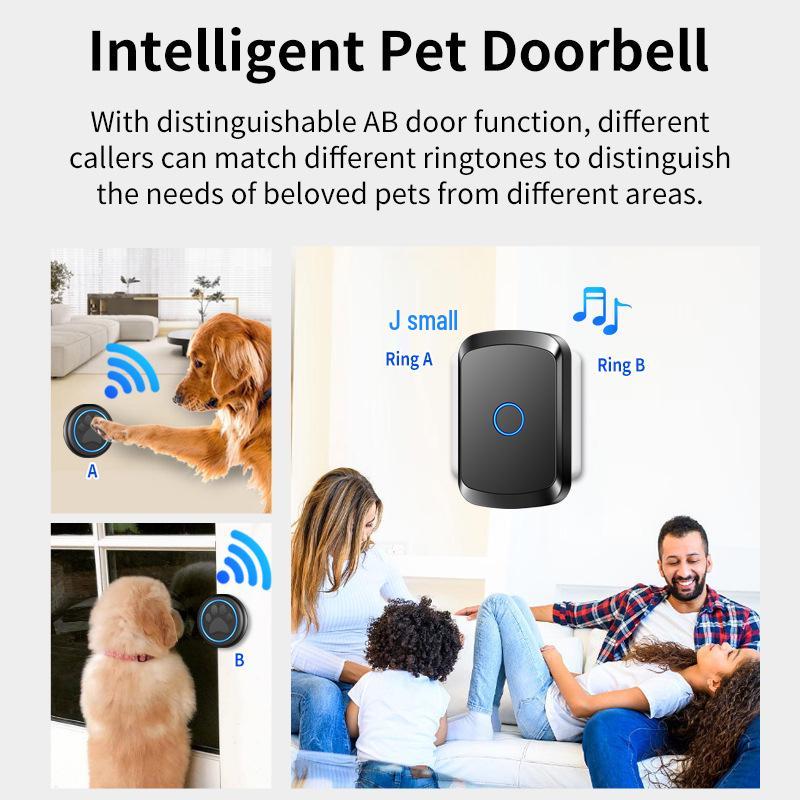 Waterproof Wireless Dog Training Doorbell with Touch Button, 60 Melodies, 5 Volume Levels, 2 Receivers & 3 Transmitters.