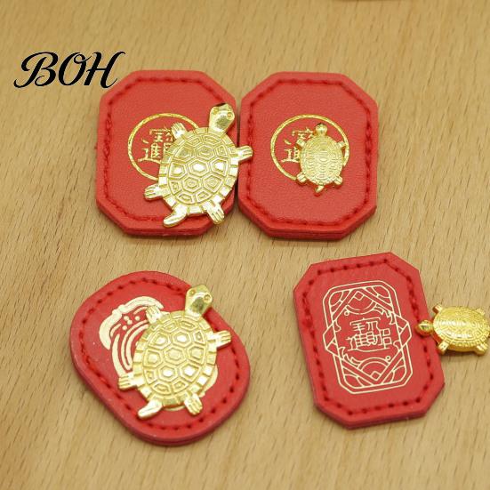 Collectible Alloy Turtle 2Pcs Golden Feng Shui Ornament for Wealth And Luck, Gold Figurine, Car Accessory Chinese Style Metal Talisman with