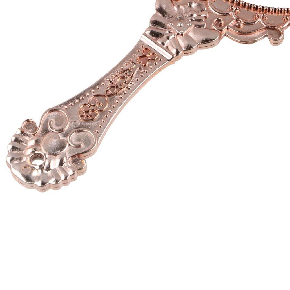 Pattern Handle Carved Small Mirror Easy to Carry Portable Dressing Mirror Handheld Mirror  Desktop