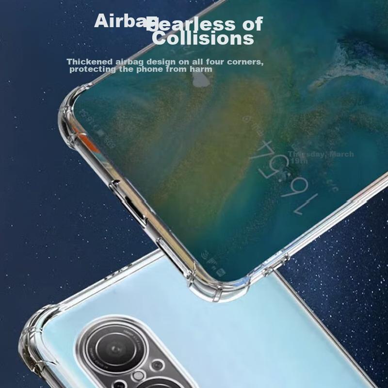 Shockproof Phone Case for Huawei Nova 10 Youth Edition/nova 9 SE, Full Protection Anti-Drop Airbag Transparent Soft TPU - Clear White