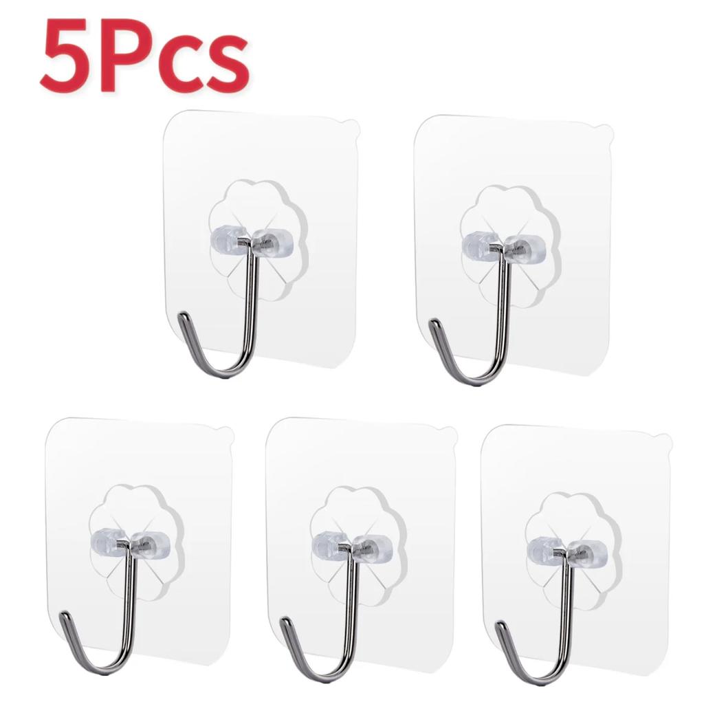 5/10/20/30/40Pcs Self-adhesive Hook Transparent Door Wall Hook Child Heavy Load Rack Kitchen Bathroom Towel Key Rack Sticky Hook