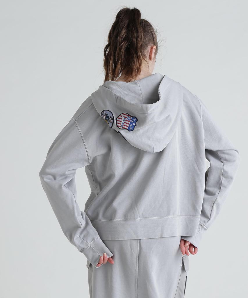AVIREX FADE WASH CADET PATCH H Z HOOD PARKER light gray