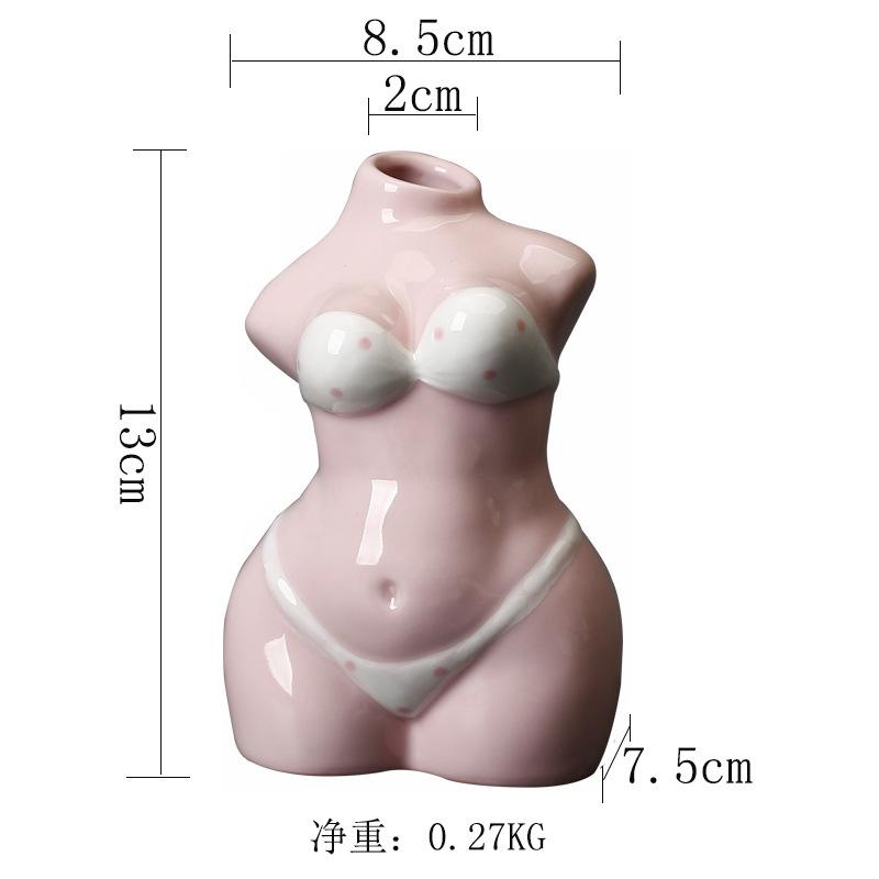 New Indoor Tabletop Ceramic Vase White Creative Body Art Dried Flowers