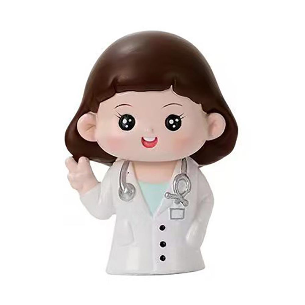 DlY Doctor Nurse Figurine Cartoon Nurse Cake Ornaments Doctor Nurse Model Statue Photography Props
