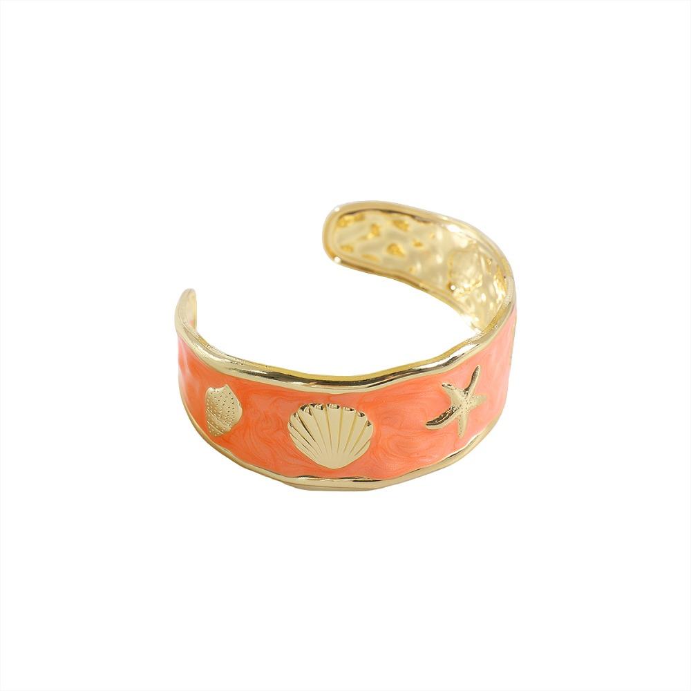 Heart Glazed Enamel Bracelet Geometric Arm Ring Bohemian Women's Hand Bracelet Gold Jewelry