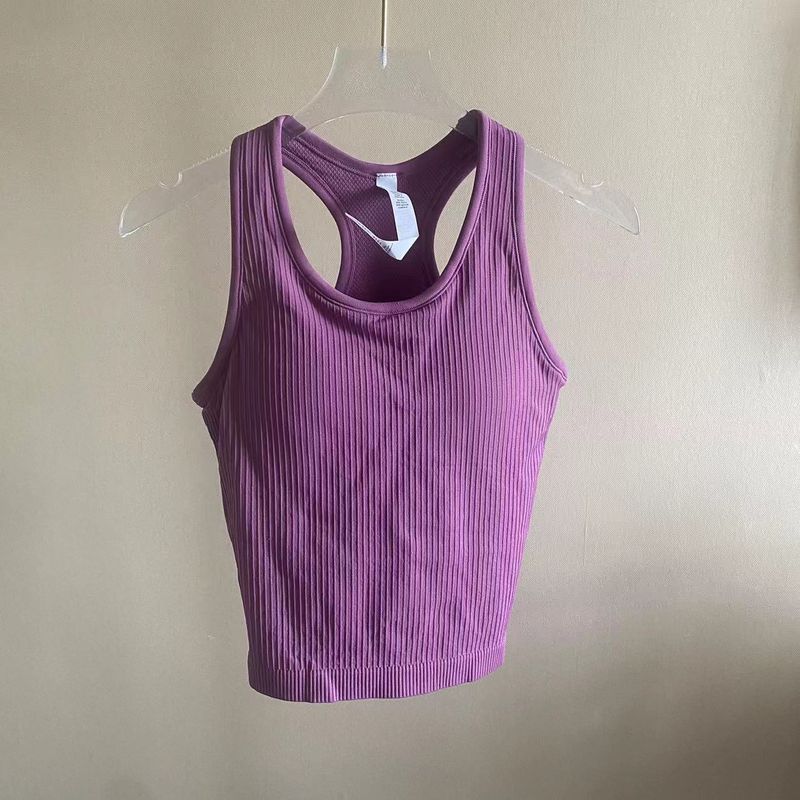 Foreign Trade Contrast Color Patchwork Solid Seamless Belt Chest Pad I-Shaped Yoga Vest Women Cross-Border Fitness Thread Top Outer Wear