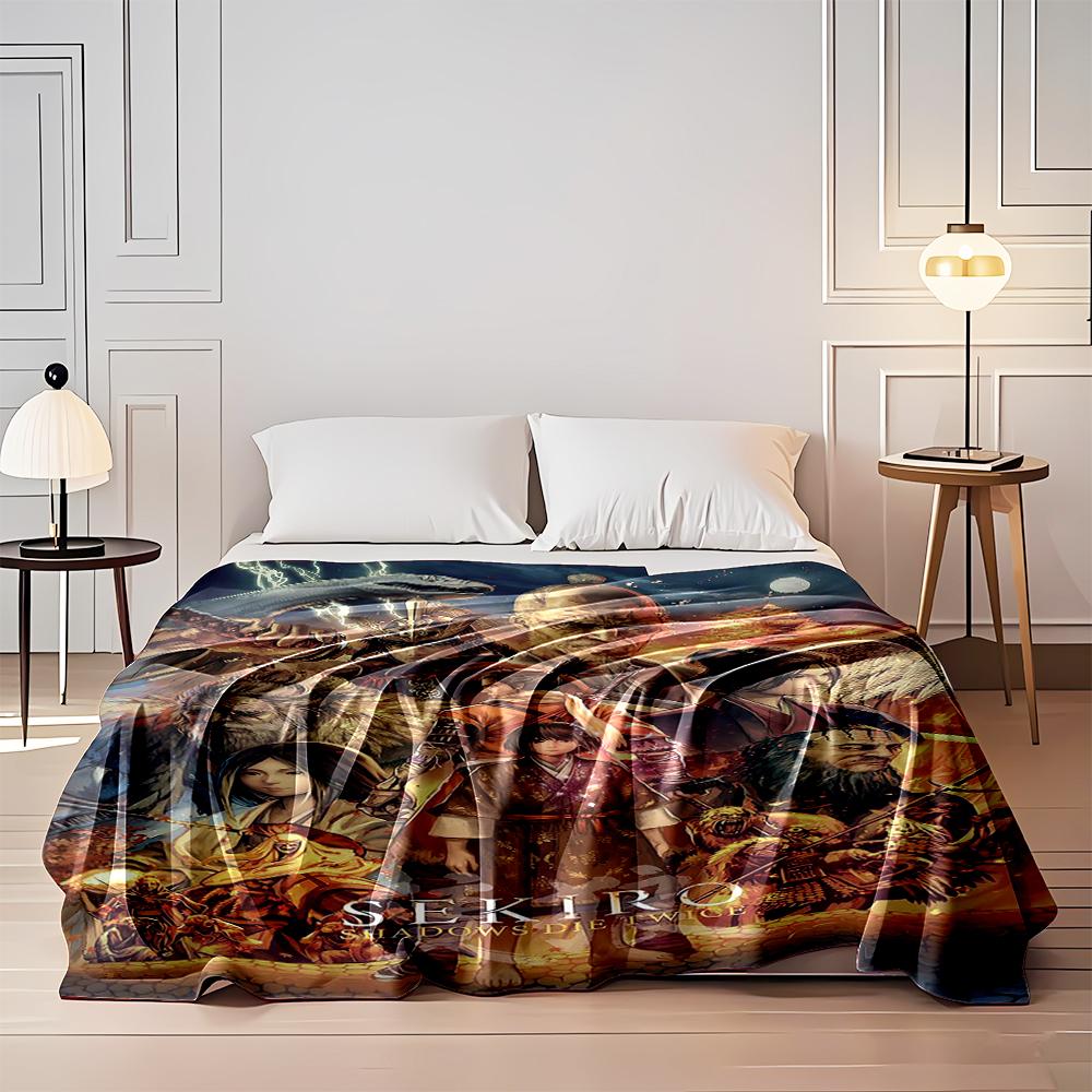 Sekiro Theme Art Blanket with Characters Flannel blanket for bedroom, living room, sofa, and nap sofas.