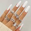 Vintage Silver Plated Angel Wings Ring for Womens Gothic Punk Steampunk Heart Butterfly Skull Ring Sets Party Jewelry