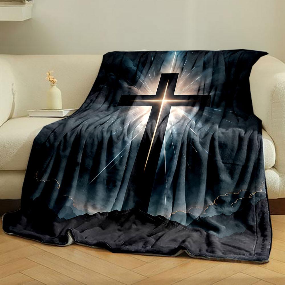 Radiant Cross Blanket  Printed Blanket for Living Room Bed Couch lunch break Soft Cozy Blanket for Friend's festival Gift