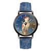 Fashion Denim Strap Cat Elegant Creative Ladies Wristwatch Casual Simple Watch